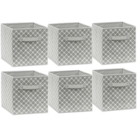 Simple Houseware Fabric Cube Storage Bins Foldable Organizer, Geometric Grey, Set of 6