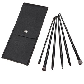 6PCS Eye Makeup Brush Set with Storage Bag, Angled & Blending Brushes for Precise Eyeshadow Application, Smudging & Defining - Black, Essential Beauty Tools for Flawless Makeup Looks