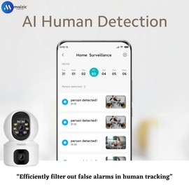 Maizic Smarthome 5+5 MP CCTV Camera 360? Security WiFi Camera, Pan & Tilt, Color Night Vision 20M, Human Detection, Smart Motion Tracking, 2-Way Talk