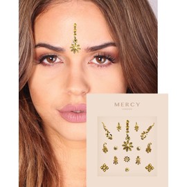 Floral Gold Bindi ✮ Crystal Indian Bindi Face Jewels Gold Multi Packet