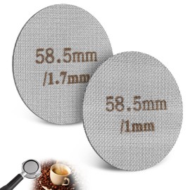 Puck Screen 58.5 mm, Pack of 2 Espresso Strainer for Portafilter, 150 µm Stainless Steel, 1 mm/1.7 mm Thick, Reusable Rustproof Espresso Strainer for Coffee