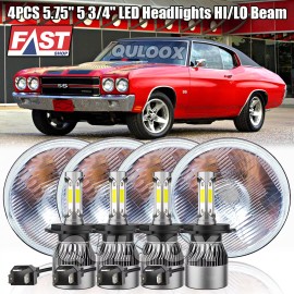 QULOOX 4PC 5-3/4" 5.75" LED Headlights Hi/Lo Beam For Lincoln Continental 1958-1979
