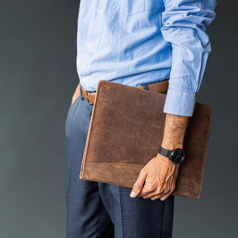 moonster Leather Portfolio, Brown, 33x25cm, Vintage