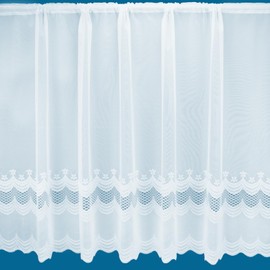 Taylor Floral Border Semi Plain White Net Curtain - Sold By The Metre (Drop 122cm (48"))