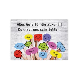 Minkocards XXL Leaving Card for Job Change Termination Retirement with Envelope in A4 Format Funny Large Congratulations Card Folding Card Company Change for Colleagues Boss Farewell Smiley