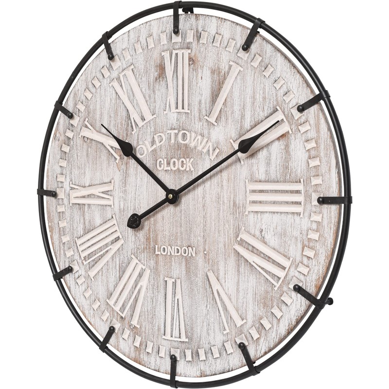 EMAX HOME 24 Inch Large Farmhouse Wall Clock, Rustic Antique