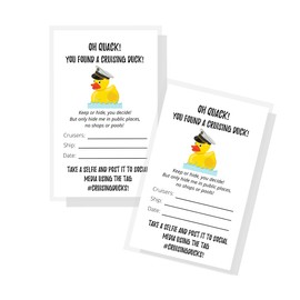 Boutique Marketing LLC Cruising Ducks Tag | 50 Pack | Carnival Rubber Cruising Duck Tag | Printed Physical Tags 2 x 3.5inch inches Business Card Size | #CruisingDucks ConQuackulations