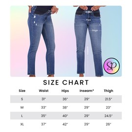 Savi Parker Women's Maternity Jeans Under The Belly – Fall Maternity Clothes-Comfy Stretch Straight Leg Distressed Maternity Jeans - 29" Inseam (XL, Marina Wash)