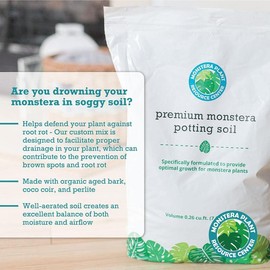 HOUSEPLANT RESOURCE CENTER Premium Monstera Potting Soil | Quick Draining, Nutrient Rich Living Aroid Soil for Fast Growth & Healthy Root Aeration | Organic Aged Bark, Coco Coir, Perlite, Worm Castings (Large Bag)