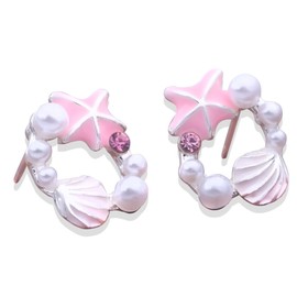 Starfish Earrings for Women Girls Starfish Earrings Studs Seashell Earrings for Women Beach Jewelry Shell Pearl Earrings for Women Girls Pearl Seashell Starfish Earrings Nautical Ocean Earrings