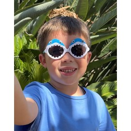 FANCYKIDS Sunglasses for Toddler Shark Shaped Glasses Party Favors For Boys Girls Ocean Pool Party Supplies Costume Shark Birthday Party Decorations Gifts Eyeglasses - 6 Pieces