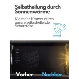 DISSKIN® Displayschutzfolie Kompatibel zu Skoda Kodiaq Columbus - selbstheilend durch Wärme, Matt, antibakterielle Beschichtung, Anti-Fingerabdruck