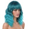 Dark Blue Ombre Wigs for Women Short Turquoise Wig with