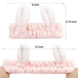 Hair Band Make-Up, 2 Pieces Rabbit Ear Wash Face Headband, Cosmetic Hair Band, Easter Rabbit Ears, Elastic Cosmetic Headband, for Face Washing, Beauty Skin Care, Yoga (C, One Size)