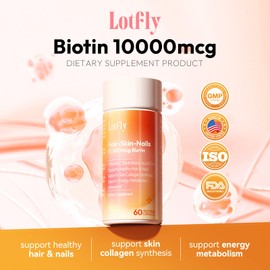 LOTFLY Biotin 10000 mcg with Zinc Vitamin C & Calcium Pantothenate – Supports Healthy Hair Growth, Strong Nails & Glowing Skin for Women & Men | Made in The USA | 60 Vegan Capsules (2 Months Supply)