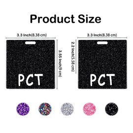 Abamilaka Glitter Black PCT Badge Buddy Acrylic Bling Badge Reel Card Nurse Gifts Coworker Nursing Accessories Card Badge Buddies Holder Horizontal ID Name Cards Identification Tags