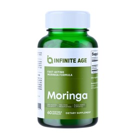 INFINITE AGE 1000mg Organic Moringa Leaf Powder Capsules, 60 Count - Made in The USA, Vegan, Gluten Free, All-Natural - Antioxidants, Liver and Kidney Support Supplement