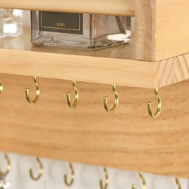 Zhithink Wall Mounted Necklace Hanger, Necklace Holder, Necklace Organizer, Hanging Jewelry Organizer with 30 Hooks, Wall Mounted Jewelry Organizer for Necklace Earrings and Rings(Wood)