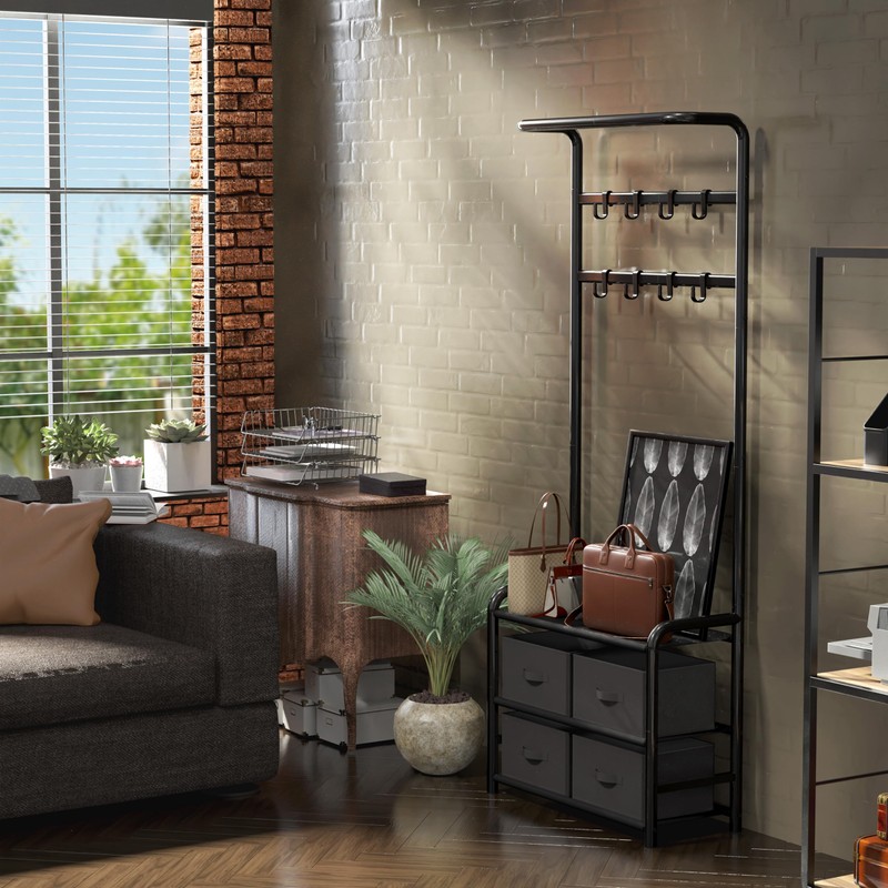 SIMPLE HOUSEWARE Coat Rack with Storage Shelf, Freestanding Hall Tree