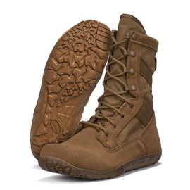 Tactical Research Mini-Mil TR105 8" Tactical Boots for Men - Minimalist Army/Air Force OCP ACU Coyote Brown Leather with Low Drop and Slip-Resistant Vibram Tarsus Outsole, Coyote - 8 R
