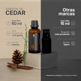 Aceite Esencial con Ingredientes Puros y Naturales, Aromalogía de 50 ml. Aceite Esencial Cedro (Cedar), B Life.