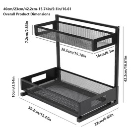 ONEUPIN Under Sink Organizer, Multi-Purpose 2 Tier Pull Out Cabinet Organizer Baskets，Adjustable Height Design Slide Out Storage Shelf for Home Kitchen and Bathroom (1 Pcs Black)