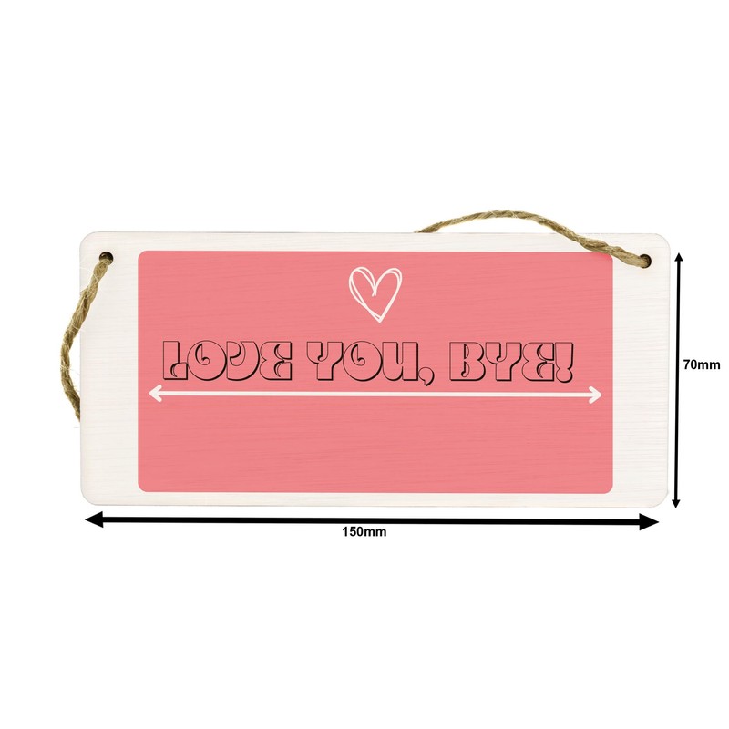 Generic Small Contemporary Pink Wooden Rectangular Hanging Sign - 'Love
