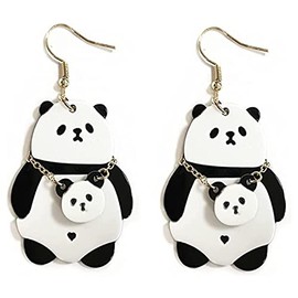 Funny Weird Cute Acrylic Big Rooster Chicken Panda Dinosaur Sheep Drop Dangle Creative Cartoon Anime Lightweight Earrings Jewelry for Women-love heart