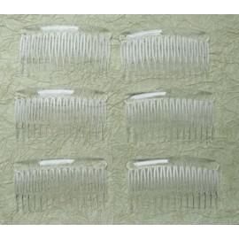 Ruwado 6 Pcs 15 Teeth Hair Side Comb 8 x 4.5 cm Twist French Vintage Style Hair Clips Pins Accessories for Women Girls Bridal Wedding Veil Fine Long Curly Hair Supplies (Clear)