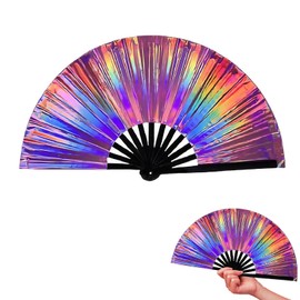 oooaooo Fan Festival, Fan Large, Decorative Hand Fan for Dance, Drag Queene Party, Music Festival, Performance, Carnival, Wedding, Gifts, Club, Luminous Design