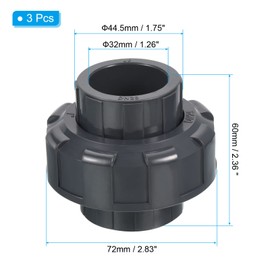 PATIKIL UPVC Pipe Fitting 25mm Socket 3pcs Straight Joint Union Quick Connector Gray