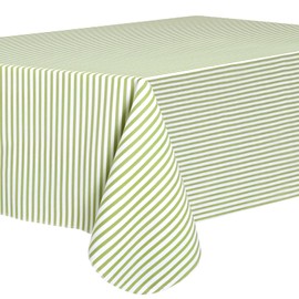 Weldomcor Striped Rectangle Tablecloth, Vinyl Tablecloth with Flannel Backing Wipeable Waterproof Stain Resistant Plastic Oilcloth for Indoor and Outdoor Picnic Camping Dining Party Home