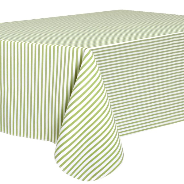 Weldomcor Striped Rectangle Tablecloth, Vinyl Tablecloth with Flannel Backing Wipeable