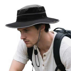 BESSTEVEN Sun Hat for Men Women: Fishing Hat Wide Brim UV Protection Bucket Boonie Hats Waterproof UPF 50+ for Summer Beach Hiking Safari Black
