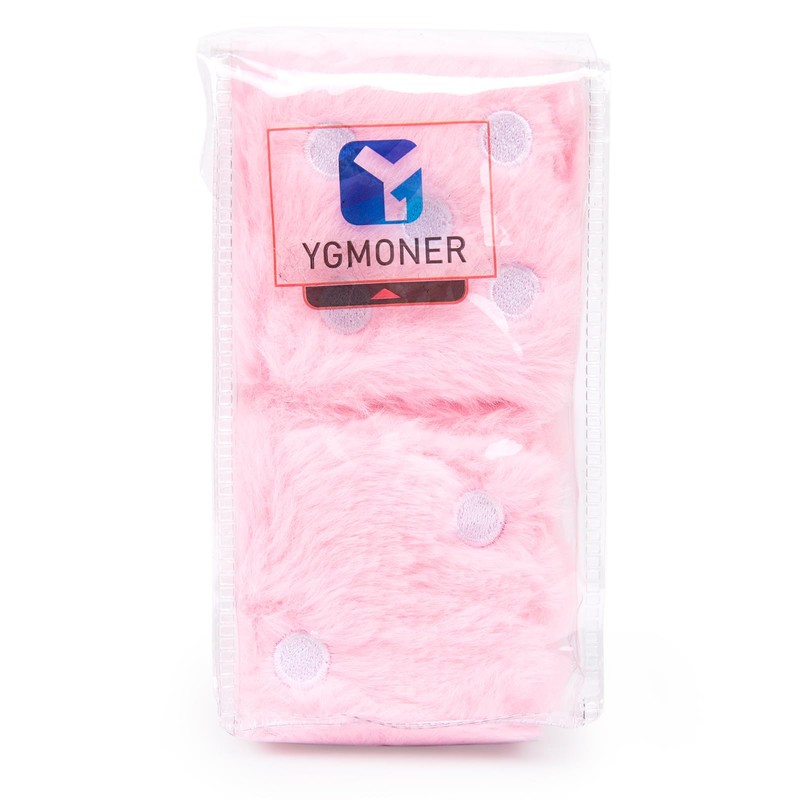 YGMONER Couple 2.75” Fuzzy Dice with Leather Dots Retro Car