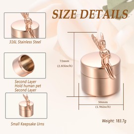 Minicremation Small Urn for Human Ashes, Beautiful Mini Sharing Urns with Exquisite Box Cremation Storage Keepsake Memorial and Ashes for Loved Ones (G010-Rose Gold)