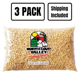 Popcorn County USA | White Un-Popped Popcorn | Pops with Fewer Hulls | Non GMO and Gluten Free | Movie Night Snack | Made in Nebraska | 2 lb Bag (3 Pack, White)