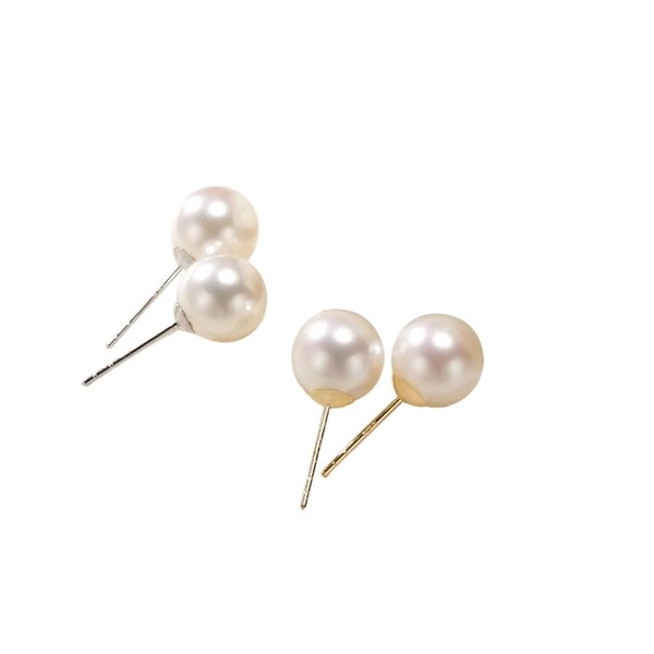 ERLOSYA Faux Pearl Stud Earrings 2 Pairs, Sterling Silver Hypoallergenic