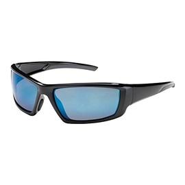 PIP 250-47-0006 Sunburst Full Frame Safety Glasses with Blue Mirror Plus Lens and Anti-Scratch/Anti-Reflective Coating, Black (Pack of 6)