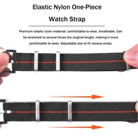 Niziruoup Elastic Nylon Watch Strap 18mm 20mm 22mm Military NATO Style One-Piece Military Nylon Parachute Watch Band Replacement Band Strap Elastic Nylon Watchbands for Men Women