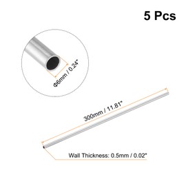 uxcell 5Pcs 304 Stainless Steel Tube, OD 6mm x 0.5mm Wall Thick 300mm Length Capillary Metal Tubing for Industry Machinery