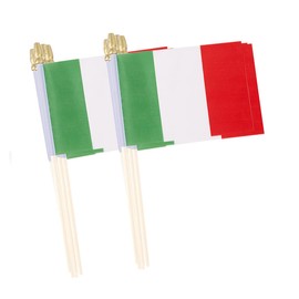 Lebei Small Italy Italian Flag Mini Handheld 4x6 Inch Stick Flags 12 Pack