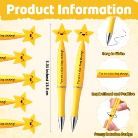 Suncalla 24 Sets Back to School Gifts Bulk Cute Star Pens Keychains Inspirational Cards Gift Bags for Classroom Student Rewards