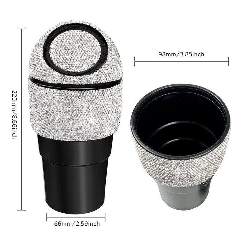 idain Bling Rhinestone Auto Garbage Can Car Trash Can with