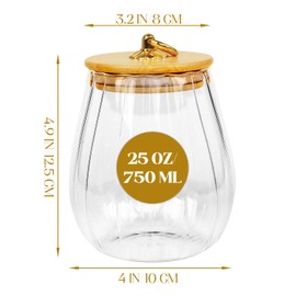 ZSDRTYU Glass Canisters, 4 Pack 25 Oz Glass Canisters With Airtight Lids Glass Jars Glass Containers With Bamboo Lids, Glass Cookie Jars Small Storage Jars For Dry Food, Tea, Cookie