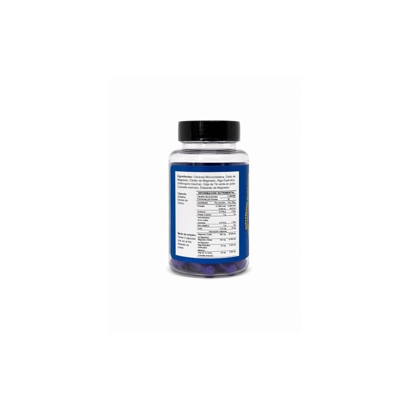 Magnesio, Alga Espirulina y Té Verde, 60 Cápsulas por Frasco
