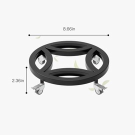 Zhongma 2 Pack 8.7" Plant Caddy with Wheels, Heavy Duty Construction, 200 Lbs Capacity, Load-Bearing Wheels with Brakes, Without Installation Required