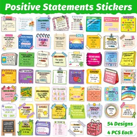 YTSQLER 216 Pcs Mental Health Awareness Stickers Reminder Decals Positive Affirmation Stickers for Adults Psychology Mindfulness Stickers for Journal Scrapbook Diary Planner Laptop