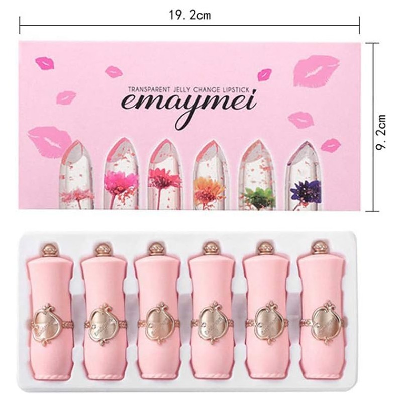 B?lsamo Labial Jelly Flower, 6PCS Crystal Clear Lipstick Set B?lsamos