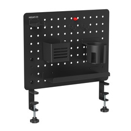 Mount-It! Clamp-On Pegboard Organizer | Adaptable Desk Storage for Home Office, Gaming & Crafting | Easily Organize Essentials with Shelf, Cup Holder & Hooks (Black)